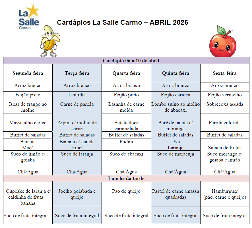 cardapio 6abril
